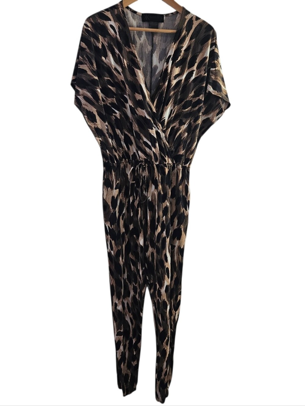 Kardashian Kollection Leopard-Print Jumpsuit in Black and Tan - Picture 2 of 9